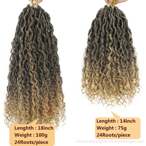 Synthetic Crochet Braids Hair Passion Twist Brown  River Goddess Braiding Hair Extension Faux Locs With Curly Hair
